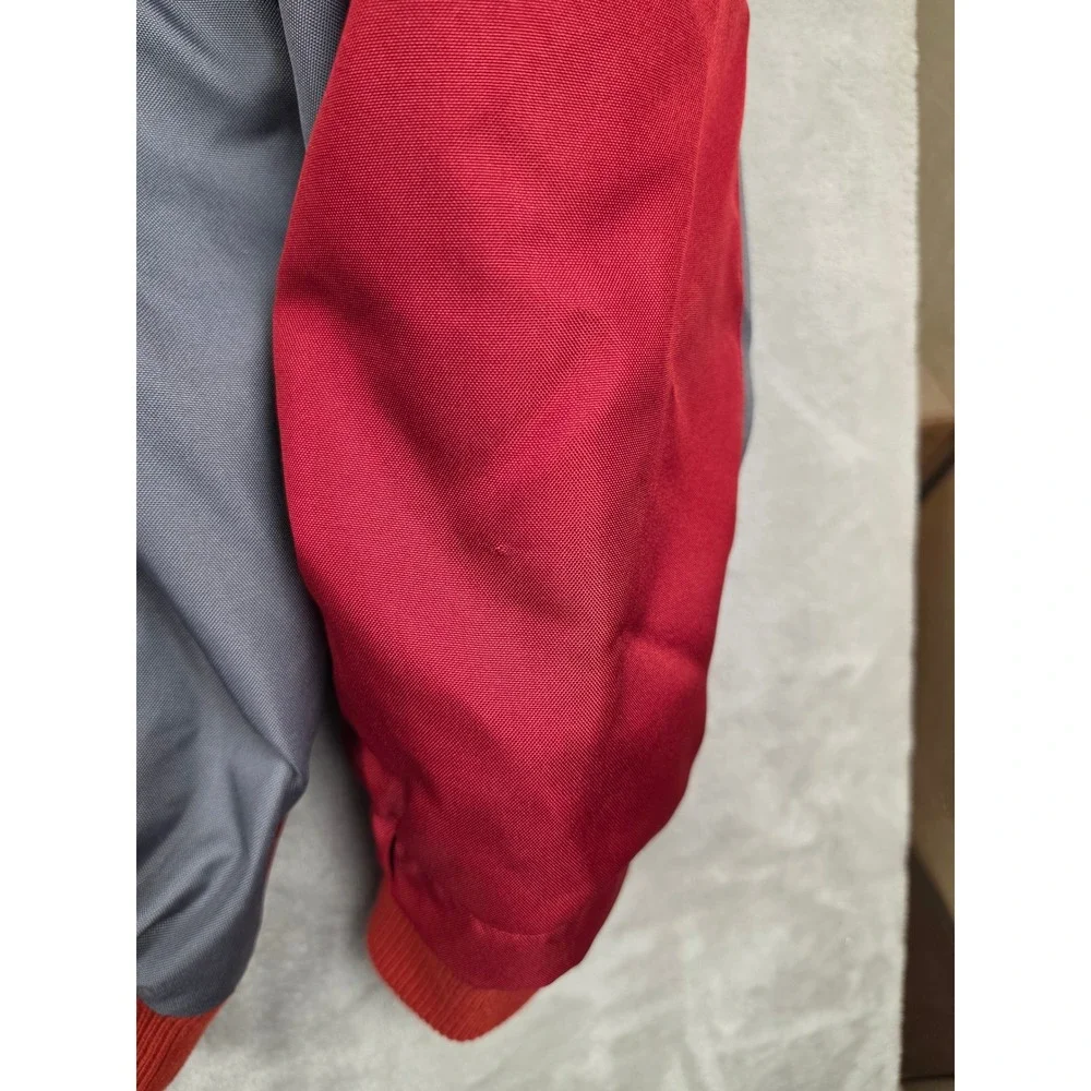 Bass Pro Shops Jacket Men 3XL Red Grey Hood Insulated Full Zip Bomber Coat *Read